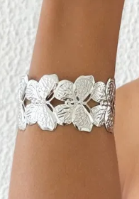 Bracelete Folheado a Ouro 18k e Prata Design Borboletas - Prata