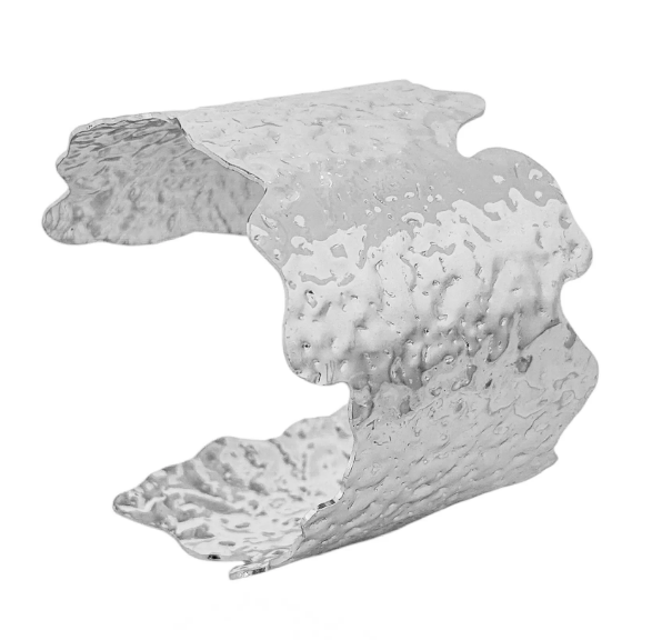 Bracelete Folheado a Ouro 18k e Prata Design Martelado - Prata