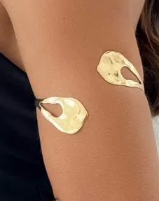 Bracelete de Bíceps Folheado a Ouro 18k e Prata Design Vazado E Martelado - Ouro