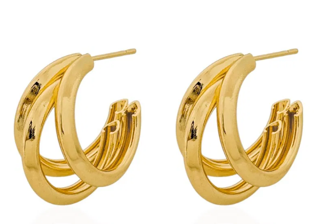 Brinco Folheado a Ouro 18k e Prata Argola Fios - Ouro