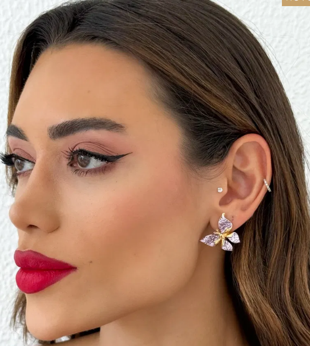 Brinco Folheado a Ouro 18k e Prata Borboletas LILAS - Ouro