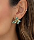 Brinco Folheado a Ouro 18k e Prata Borboletas VERDE - Ouro