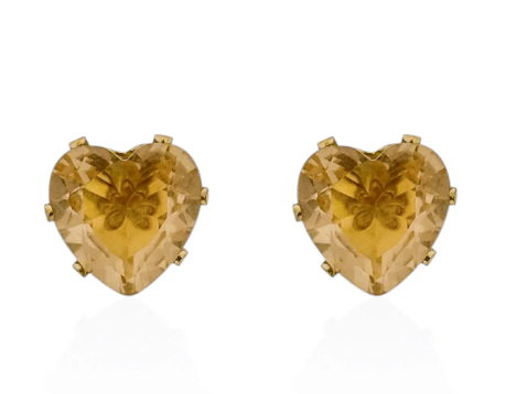 Brinco Folheado a Ouro 18k e Prata Cristal Coração - ROSE