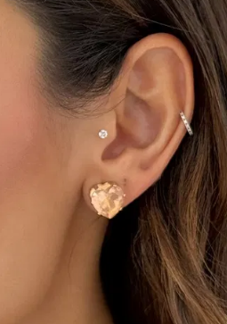 Brinco Folheado a Ouro 18k e Prata Cristal Coração - ROSE