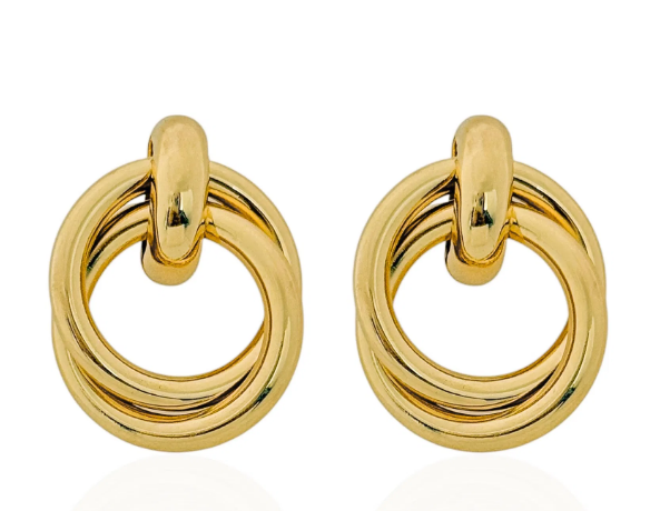 Brinco Folheado a Ouro 18k e Prata Elos Com Ponteira Lisa G - Ouro