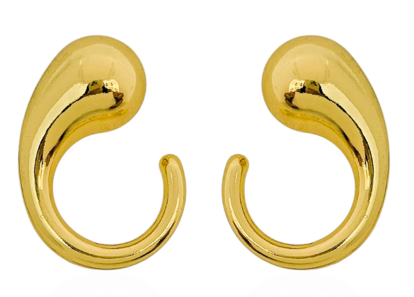 Brinco Folheado a Ouro 18k e Prata Gota Curva - Ouro