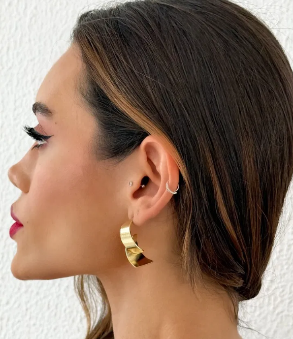 Brinco Folheado a Ouro 18k e Prata Placas Lisas - Ouro