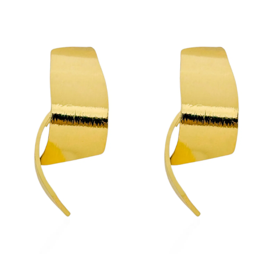 Brinco Folheado a Ouro 18k e Prata Placas Lisas - Ouro