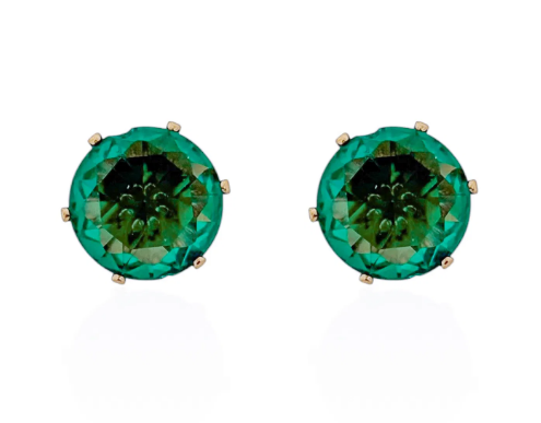 Brinco Folheado a Ouro 18k e Prata Ponto de Luz - Ouro-Verde