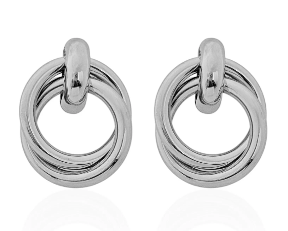 Brinco Folheado a Ouro 18k e Prata Elos Com Ponteira Lisa G - Prata