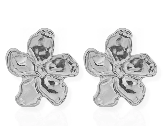 Brinco Folheado a Ouro 18k e Prata Flor Desenhada - Prata