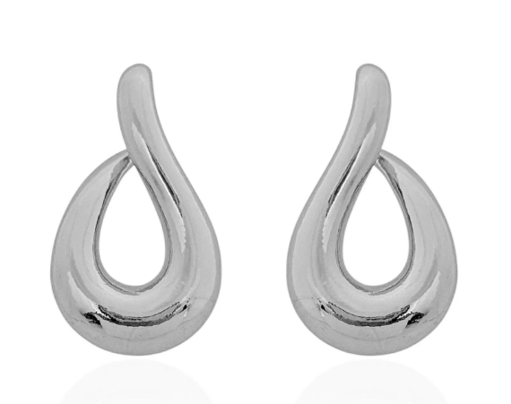 Brinco Folheado a Ouro 18k e Prata Design Gota - Prata