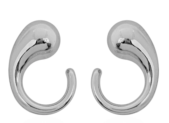 Brinco Folheado a Ouro 18k e Prata Gota Curva - PRATA