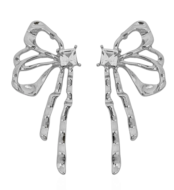 Brinco Folheado a Ouro 18k e Prata Design de Laço - Prata