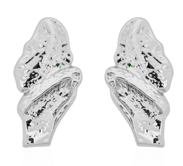 Brinco Folheado a Ouro 18k e Prata Design Natural Martelado - Prata