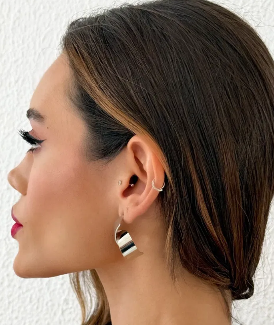 Brinco Folheado a Ouro 18k e Prata Placas Lisas - PRATA