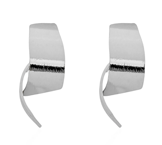 Brinco Folheado a Ouro 18k e Prata Placas Lisas - PRATA