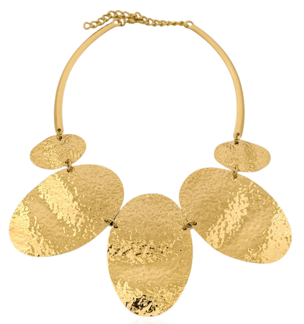 Choker Folheado a Ouro 18k e Prata Placas Marteladas - OURO