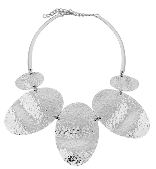 Choker Folheado a Ouro 18k e Prata Placas Marteladas - Prata