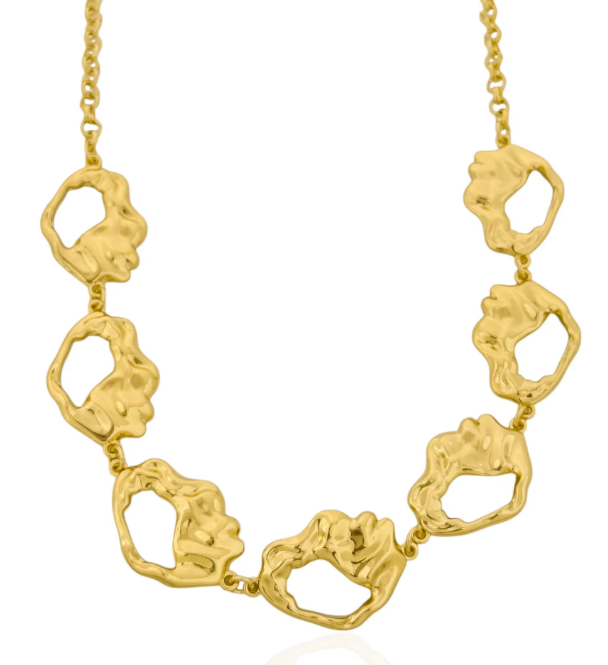 Colar Folheado a Ouro 18k e Prata Design Organico Vazado - Ouro