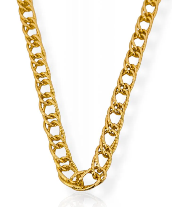 Colar Folheado a Ouro 18k Elo Grumet Médio Trabalhado