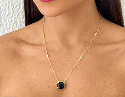 Colar Folheado a Ouro 18k Ponto de Luz G Colorido - Ouro - Preto