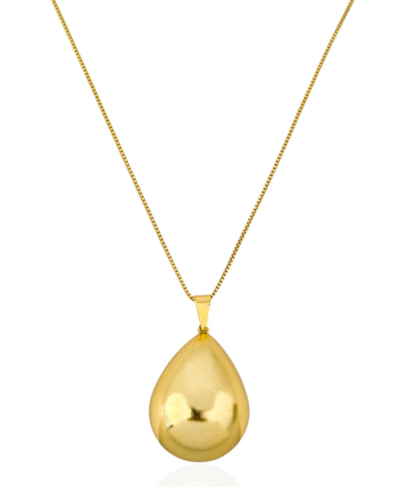 Colar Folheado a Ouro 18K Veneziana com Pingente de Gota