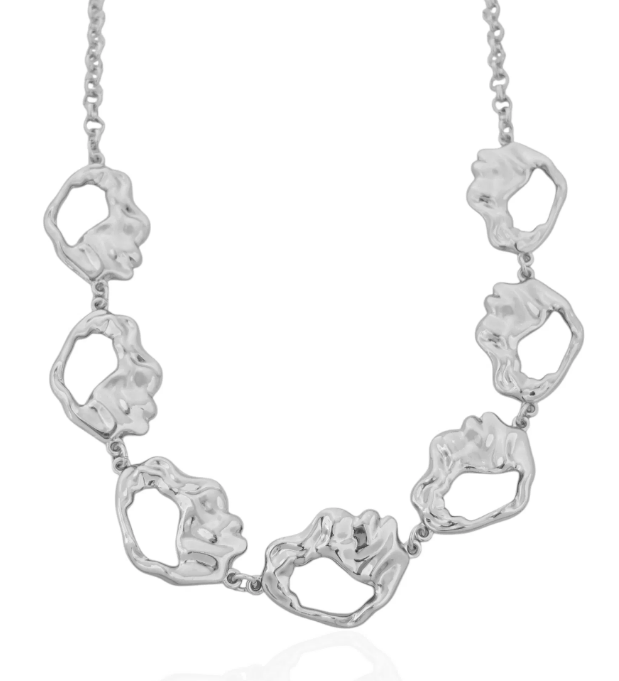 Colar Folheado a Ouro 18k e Prata Design Organico Vazado - PRATA