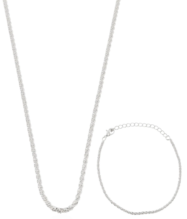 Conjunto Colar e Pulseira Folheado a Prata Luz de Prata